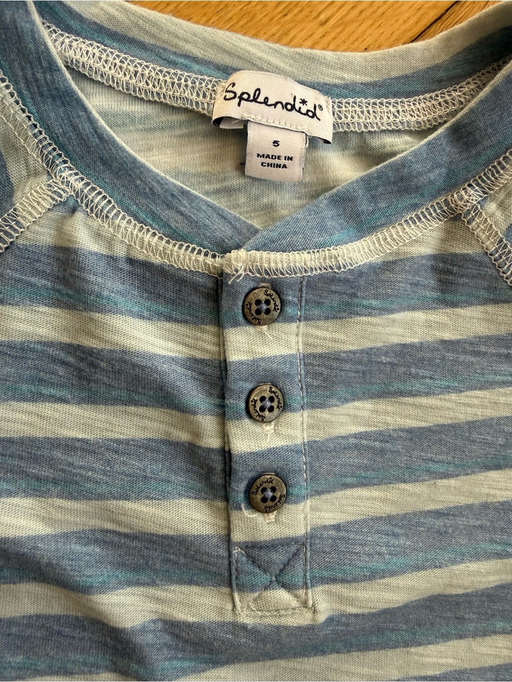 Splendid Kids Light Blue & White Striped Henley Tee - Picture 2 of 2
